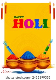 Vektor-Design von Grüßen und Banner-Vorlage Hintergrund für Festival of Colours, Happy Holi in Indien gefeiert