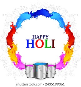 Vector design of greetings and banner template background for Festival of Colors, Happy Holi celebrated in India