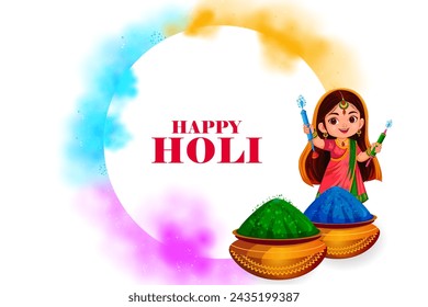 Vector design of greetings and banner template background for Festival of Colors, Happy Holi celebrated in India