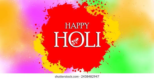 Vector design of greetings and banner template background for Festival of Colors, Happy Holi celebrated in India