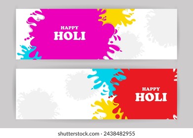Vector design of greetings and banner template background for Festival of Colors, Happy Holi celebrated in India