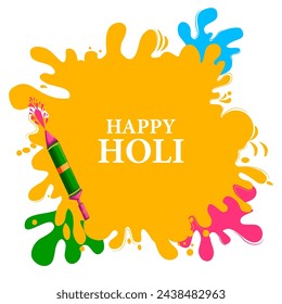 Vector design of greetings and banner template background for Festival of Colors, Happy Holi celebrated in India