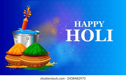 Vector design of greetings and banner template background for Festival of Colors, Happy Holi celebrated in India