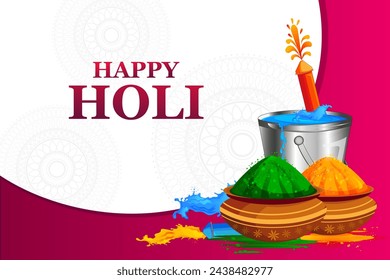 Vector design of greetings and banner template background for Festival of Colors, Happy Holi celebrated in India