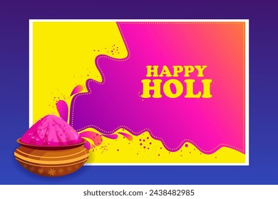 Vektor-Design von Grüßen und Banner-Vorlage Hintergrund für Festival of Colours, Happy Holi in Indien gefeiert