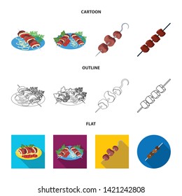 Vector design of grill and bbq sign. Set of grill and cover vector icon for stock.
