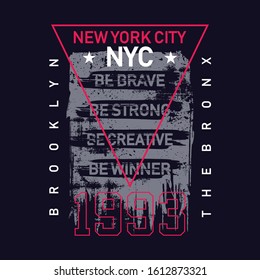 Vector design grunge new york city Typography Tshirt Graphics, Vector Illustration, banner adn poster