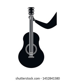 Vector design of guitar and acoustic logo. Collection of guitar and instrument vector icon for stock.