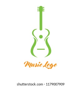 Vector Design Guitar Logo Green Color