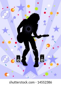 vector design of a guitar rock star