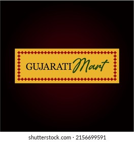 Diseño vectorial del logo de Gujarati mart aislado en un fondo oscuro