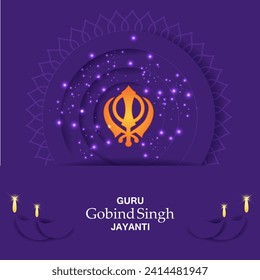 Vector design of Guru Gobind Singh Jayanti for religious festival of Sikh in India