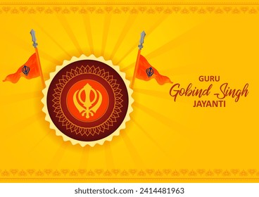 Vector design of Guru Gobind Singh Jayanti for religious festival of Sikh in India