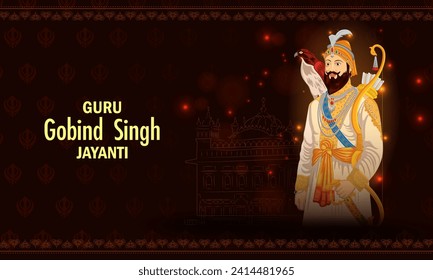 Vector design of Guru Gobind Singh Jayanti for religious festival of Sikh in India
