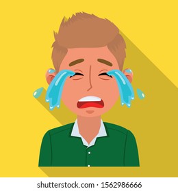 Vector design of guy and cry sign. Set of guy and tears stock vector illustration.