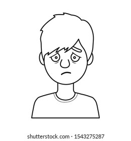 Vector design of guy and sad icon. Graphic of guy and expressing stock symbol for web.