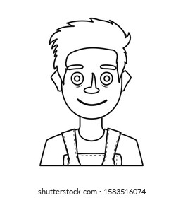 Vector design of guy and smile sign. Set of guy and laugh stock symbol for web.