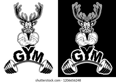 Vector design for a gym with an abstract depiction of a strong deer.