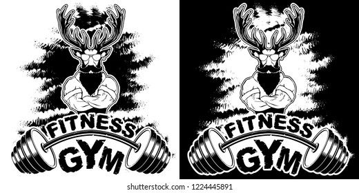 Vector design for a gym with an abstract depiction of a strong deer.