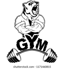 Vector design for a gym with an abstract image of a strong bear.