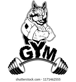 Vector design for a gym with an abstract image of a strong rhino.