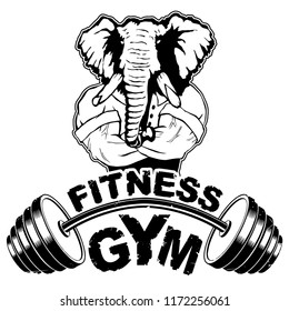 Vector design for a gym with an abstract image of a strong elephant.