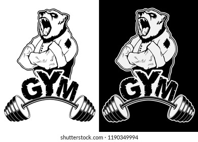 Vector design for a gym with an abstract image of a strong bear.