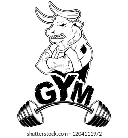 Vector design for a gym with an abstract image of a strong wild bull.
