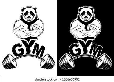 Vector design for a gym with an abstract image of a strong panda.