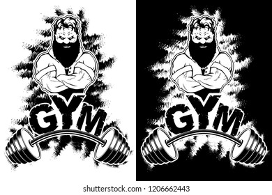 Vector design for a gym with an abstract image of a strong man.
