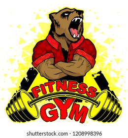 Vector design for a gym with an abstract image of a strong bear.