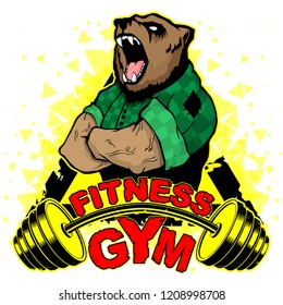 Vector design for a gym with an abstract image of a strong bear.