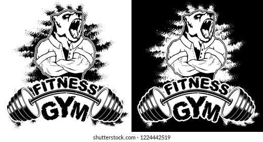 Vector design for a gym with an abstract image of a strong bear.