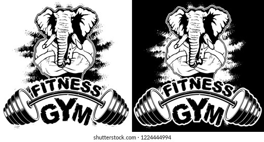 Vector design for a gym with an abstract image of a strong elephant.