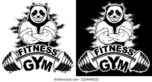 Vector design for a gym with an abstract image of a strong panda.