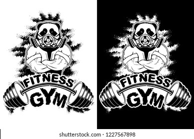Vector design for a gym with an abstract image of a strong panda.