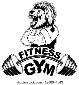 Vector design for a gym with an abstract image of a strong lion.