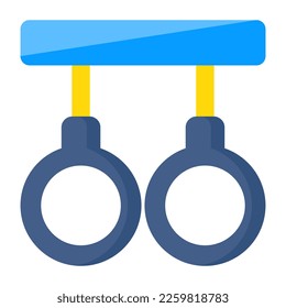 Diseño vectorial de anillos de gimnasia, icono plano