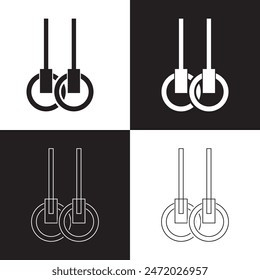 Diseño de Vector de anillos gimnásticos, ícono sólido y lineal.