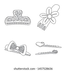 Vector design of hairdressing and hairclip icon. Set of hairdressing and accessories stock symbol for web.