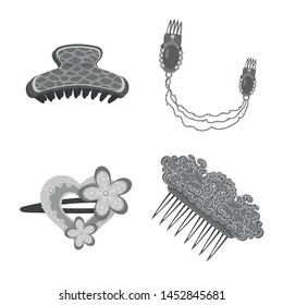 Vector design of hairdressing and hairclip symbol. Collection of hairdressing and fashion vector icon for stock.