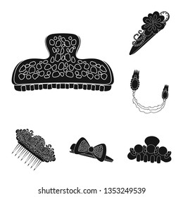 Vector design of hairstyle and female symbol. Collection of hairstyle and hair stock vector illustration.