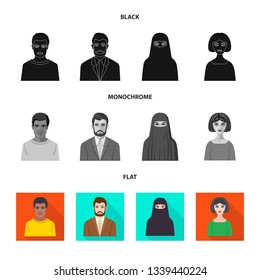 Vector design of hairstyle and profession  icon. Set of hairstyle and character  stock symbol for web.