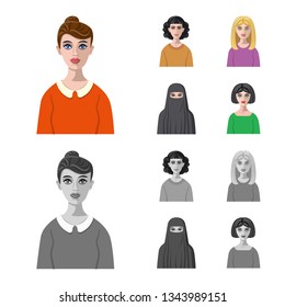Vector design of hairstyle and profession  icon. Collection of hairstyle and character  stock symbol for web.