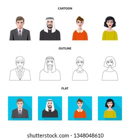 Vector design of hairstyle and profession  icon. Collection of hairstyle and character  stock symbol for web.