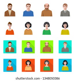 Vector design of hairstyle and profession  icon. Collection of hairstyle and character  vector icon for stock.