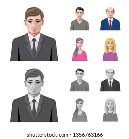 Vector design of hairstyle and profession  icon. Collection of hairstyle and character  vector icon for stock.