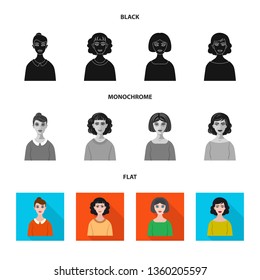 Vector design of hairstyle and profession  icon. Collection of hairstyle and character  stock vector illustration.