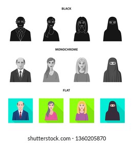 Vector design of hairstyle and profession  icon. Collection of hairstyle and character  vector icon for stock.