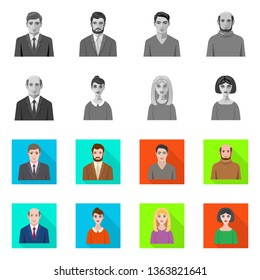 Vector design of hairstyle and profession  icon. Collection of hairstyle and character  stock symbol for web.